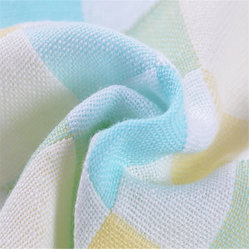 

2 Layers Baby Skin-friendly Absorbent Hair Drying Saliva Towel Soft Gauze New Cotton No Fade Plaid Pattern Small Square
