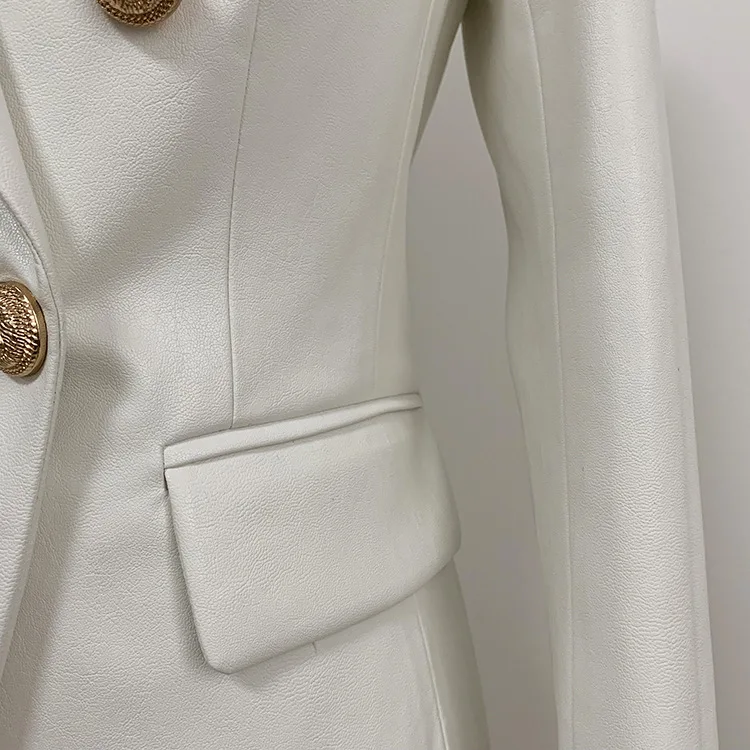 Высококачественная Белая куртка из искусственной кожи блейзер для женщин