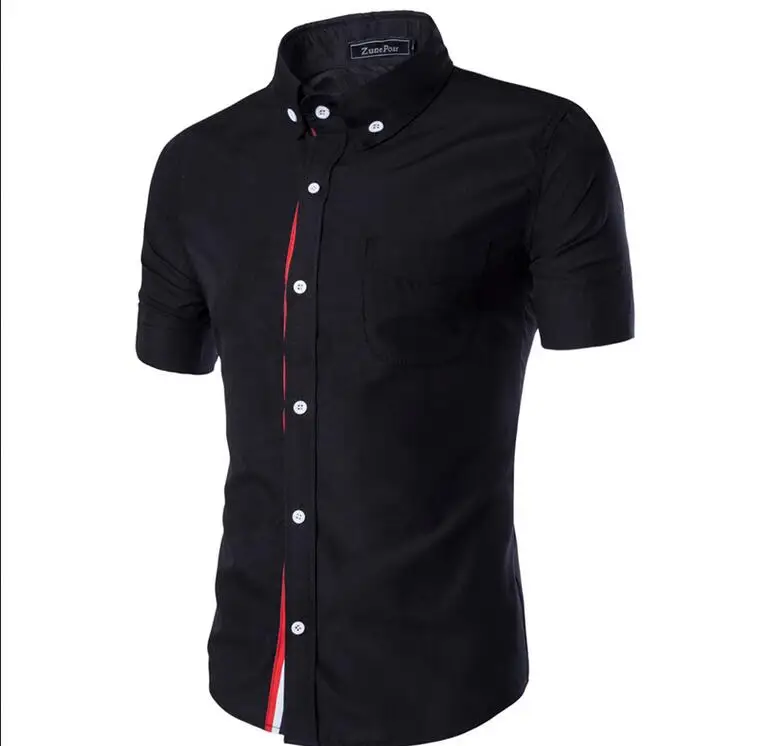 new Summer mens short sleeve shirts slim Fit Camisa Masculina Casual Dress shirt Soical Fashion dress casual Chemise homme | Мужская
