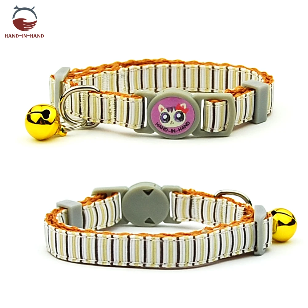 Cat Collar Pet Product Collar Safety Buckle Quick Release Cartoon printed Collar - Цвет: Brown Stripes