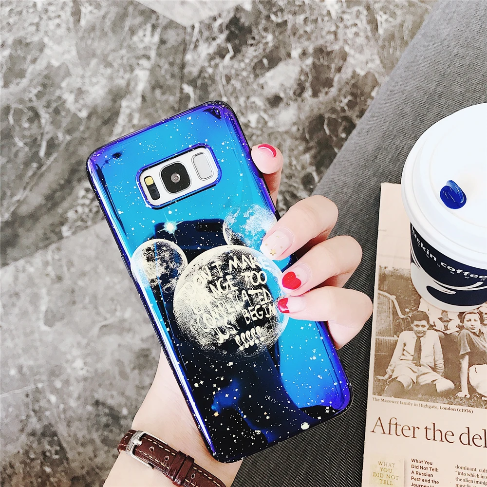 Чехол с рисунком Микки для samsung Galaxy S8 S9 Plus мягкий чехол из ТПУ S7 Edge Note 8 9 Moon |