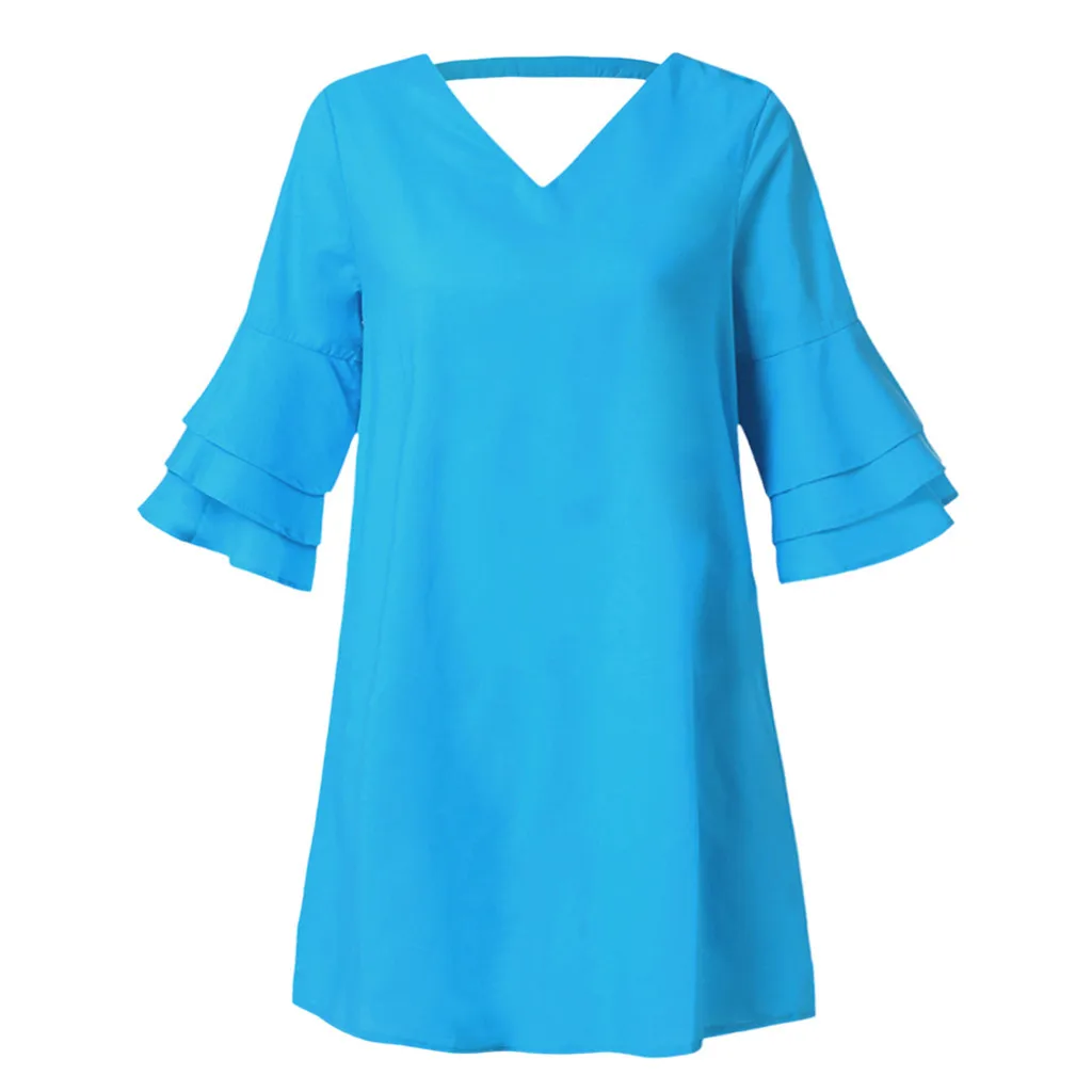 Женское повседневное мини платье с рюшами и коротким рукавом вечернее большого