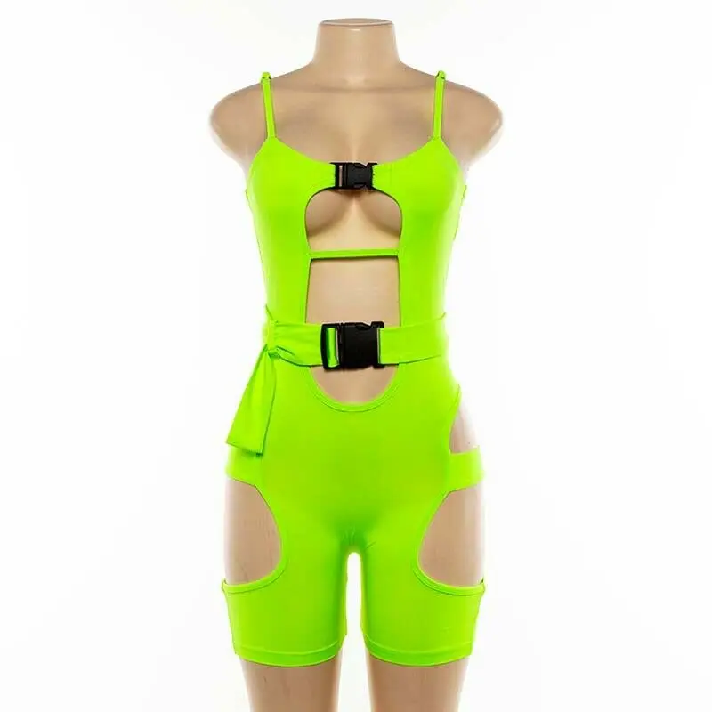 Женский Короткий комбинезон на бретельках облегающий эластичный без рукавов в