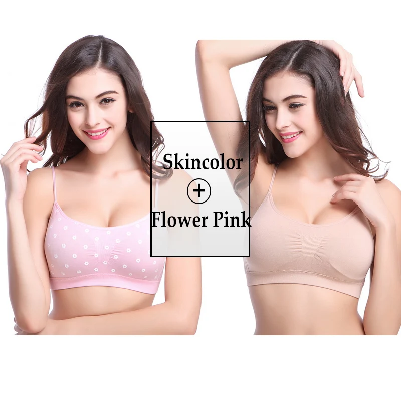 Skincolor Pink CALOFE 2 шт. удобный бюстгальтер для йоги женский спортивный бюстгальтер без подкладок укороченный топ бюстгальтер без косточек девушки дышащее сексуальное нижнее белье топы - Цвет: Skincolor Pink