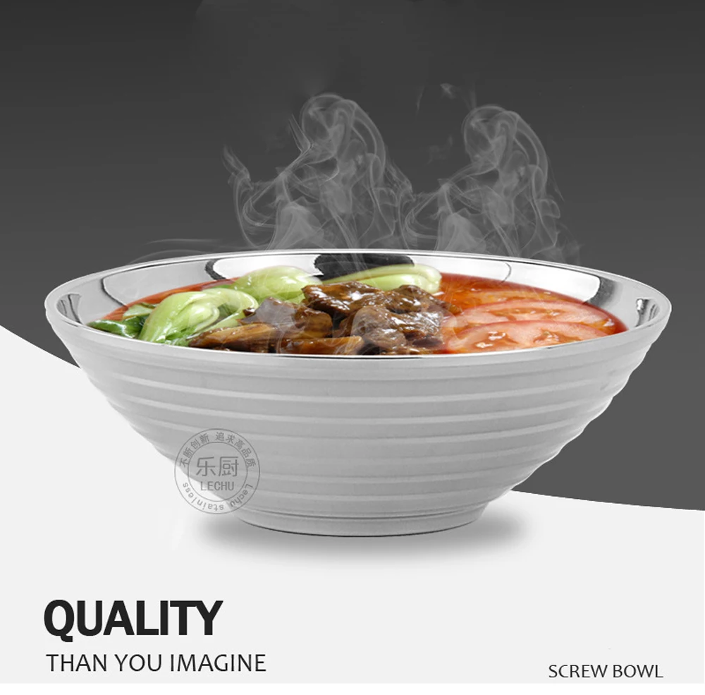 304 миски из нержавеющей стали с резьбой Рог bowl ramen изоляции защитой от ожогов