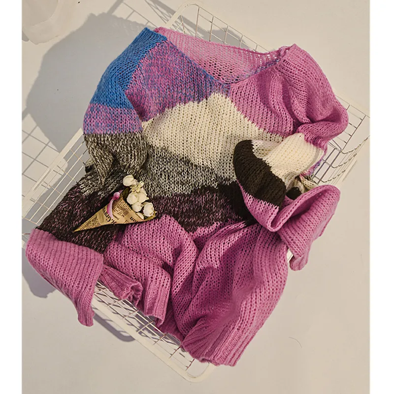 Женский вязаный свитер большого размера пуловер на весну и осень Свитера с