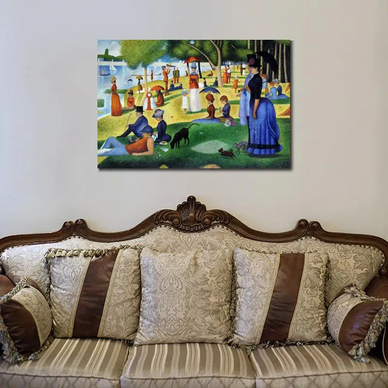 Знаменитые работы Жорж сеурат картины в День Воскресенья на остров La Grande Jatte масло на холсте Ручная роспись