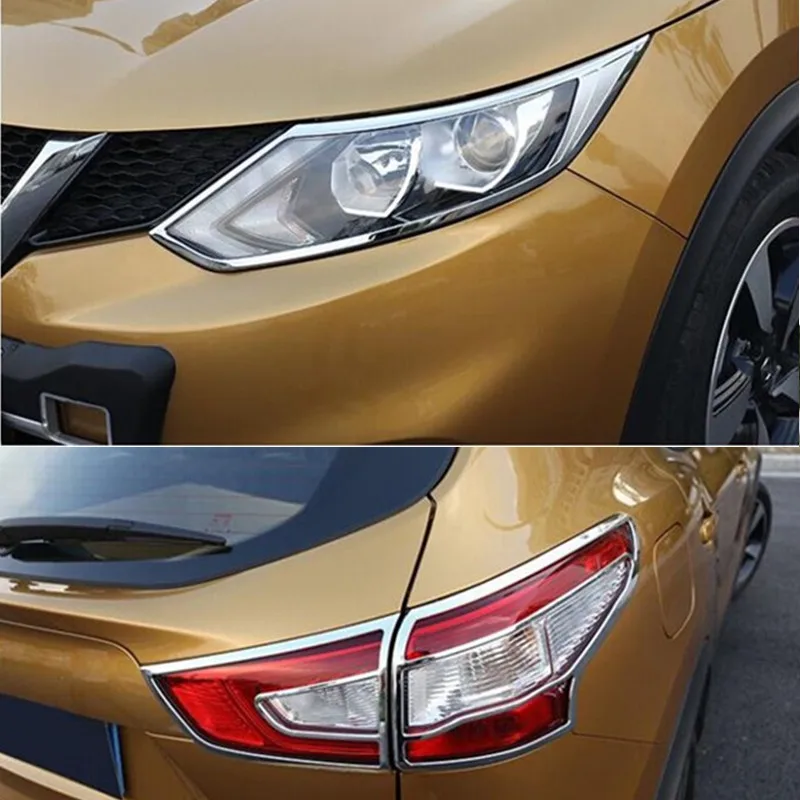 Для Nissan Qashqai J11 2014 2015 2016 Хром спереди и сзади Головной фонарь лампа отделкой рамка