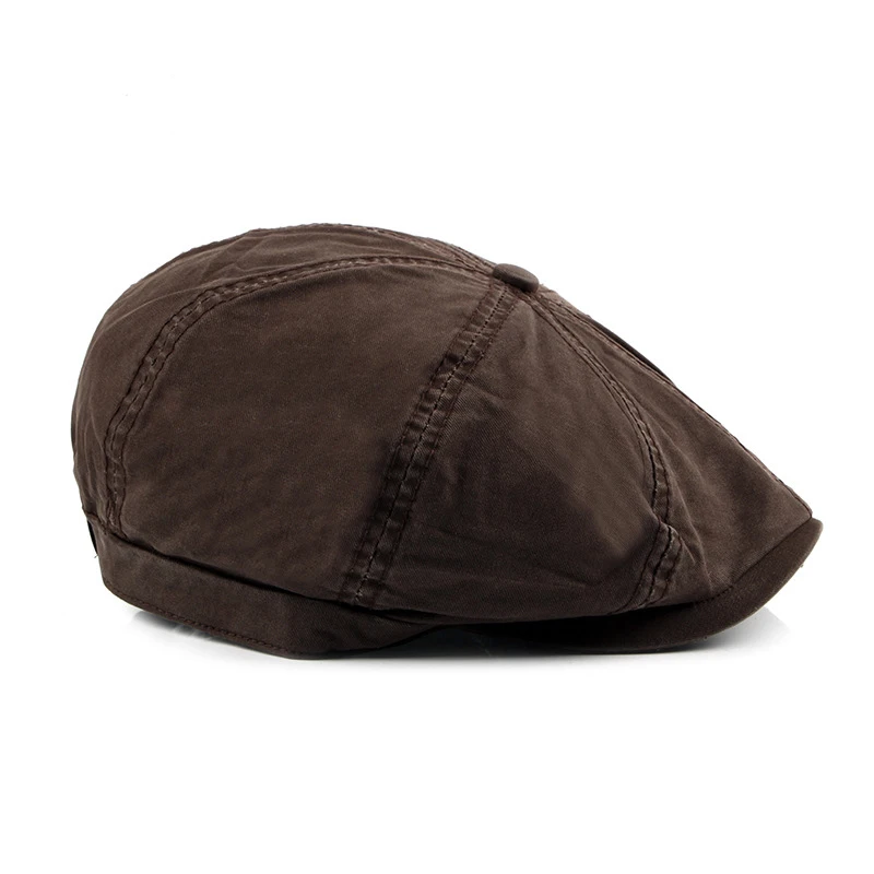 Brown Wuaumx модные Восьмиугольные шляпы для мужчин и женщин хлопковая кепка газетчика художника однотонная шляпа детектива шляпы плоские кепки - Цвет: Brown