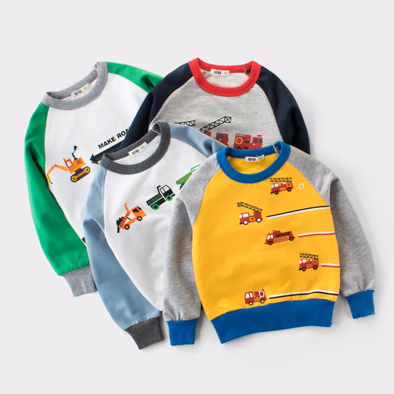 2018 Boy girls Designer brand T shirt spring Long sleeve Bottoming 100% Cotton car top tees baby sweatshirt kids clothing | Детская