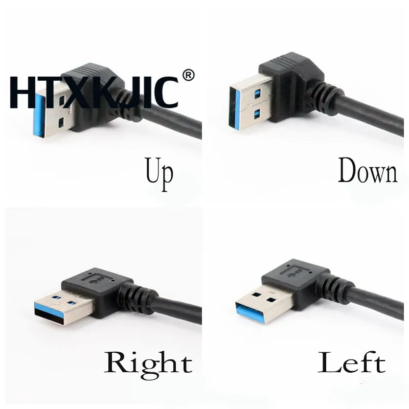 90 градусов USB3.0 кабель для передачи данных и зарядки A мужчина до микро B USB 3.0 адаптер прямого угла для HDD корпуса Вверх Вниз Влево на.