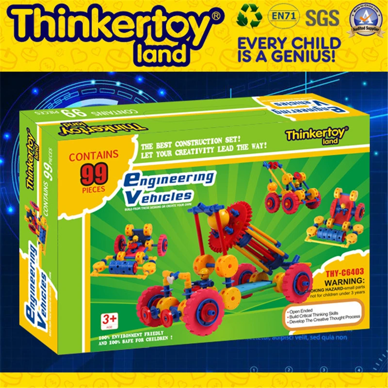 Thinkertoy Land 99 шт. детские развивающие игрушки серии автомобилей Строительные блоки