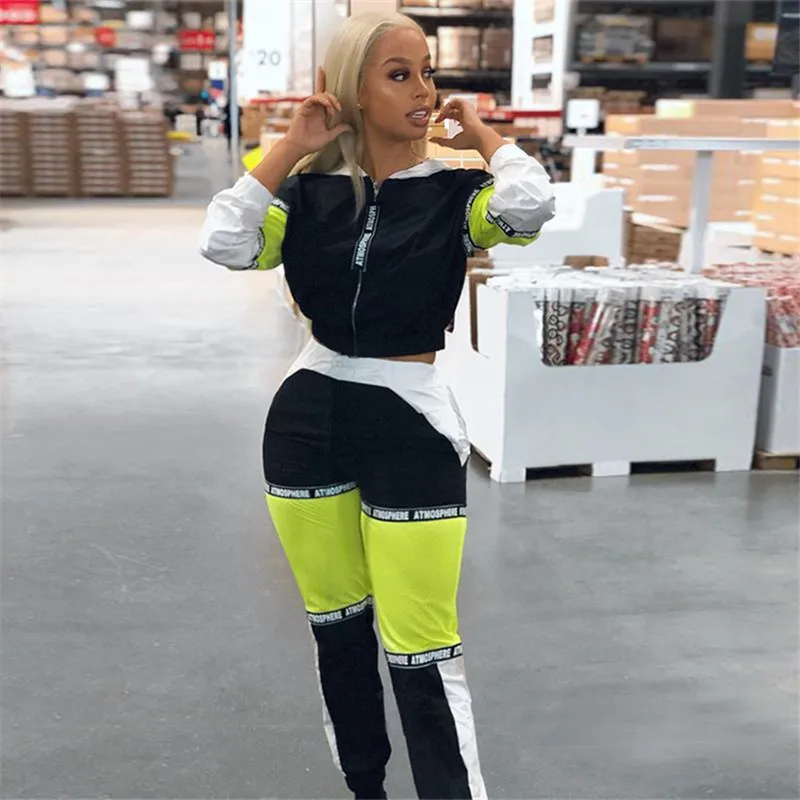 Женский комплект из 2 предметов с буквенным принтом толстовки на молнии в стиле