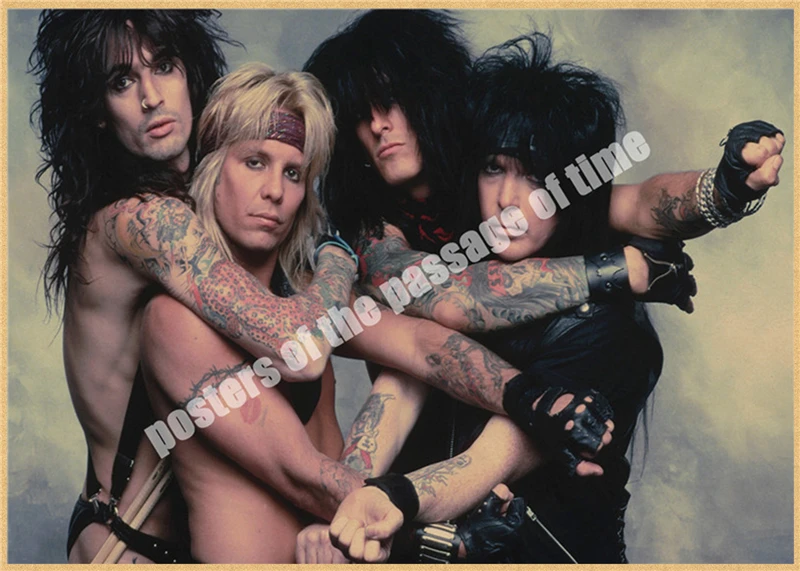 Motley Crue винтажная Ретро рок-группа музыкальная гитара матовая крафт-бумага античный плакат Настенная Наклейка домашний декор