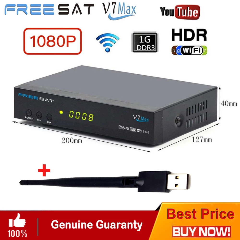 Freesat V7 Max DVB S2 рецепторов FUll HD fta аппарат поддерживает Bisskey Ccam PowerVu DRE Newcam
