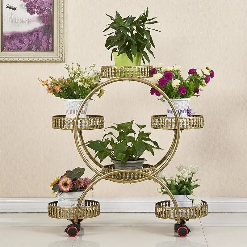 Бытовые Цветочные стеллажи из кованого железа Многоуровневая напольная стойка