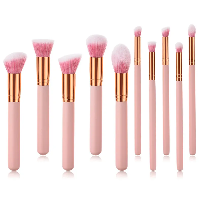 10 шт. набор кистей для макияжа Розовая ручка основа Румяна Пудра Смешивание