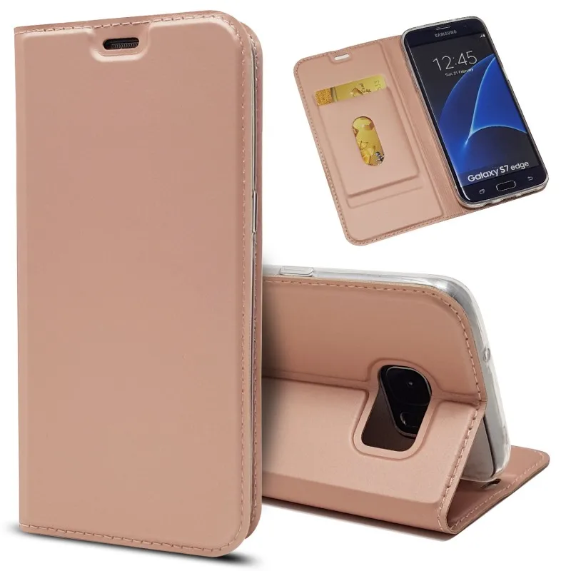 Coque для Samsung Galaxy S7 край Случаи кожаный чехол Стенд бумажник мобильного телефона