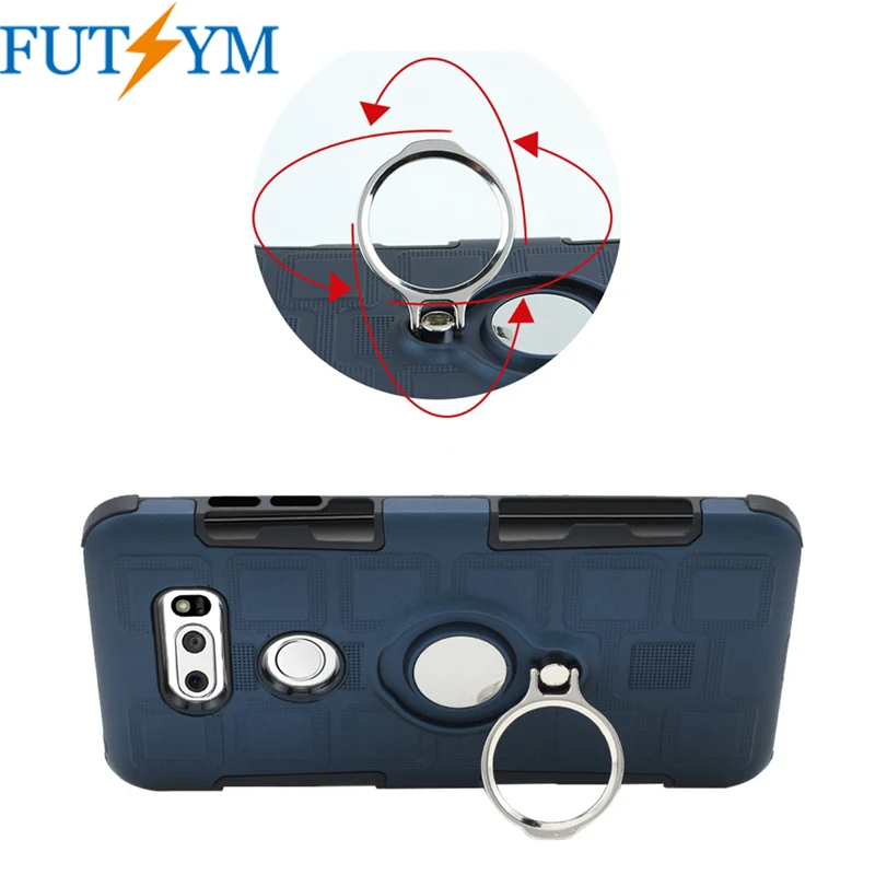 Luxury Shockproof With Finger Ring Kickstand Hard PC Back Cover Case for LG V30 2 in 1 Magnetic Car Mount Capa Fundas Coque |