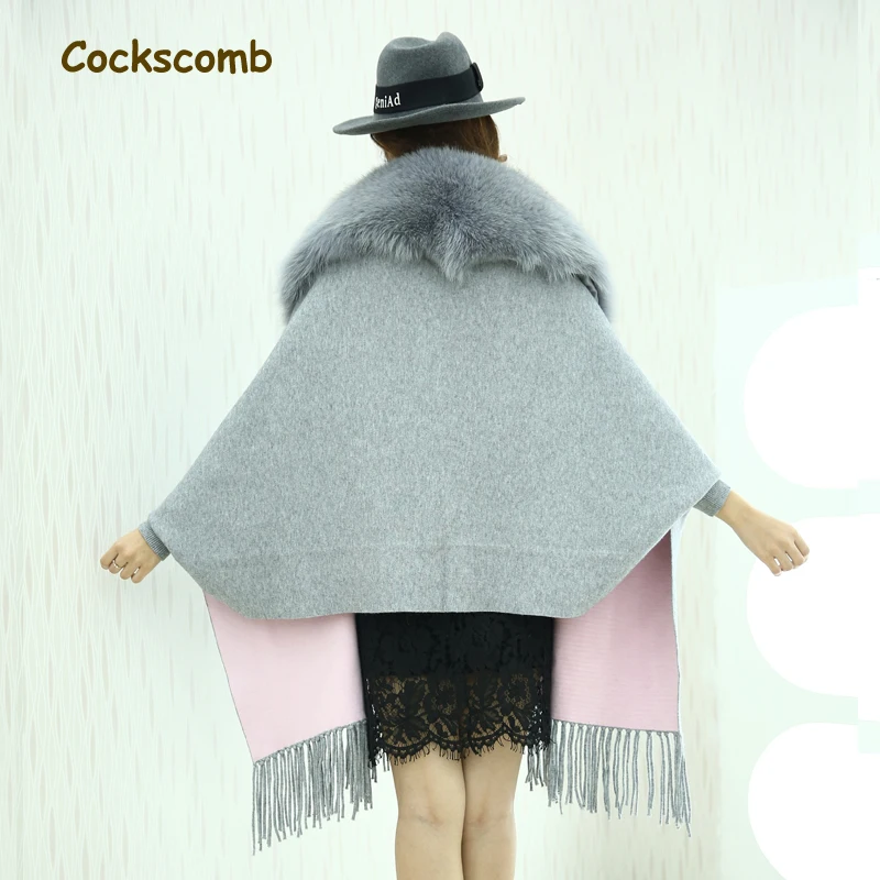 Cockscomb настоящий цельный воротник из лисьего меха Женский кашемировый шерстяной