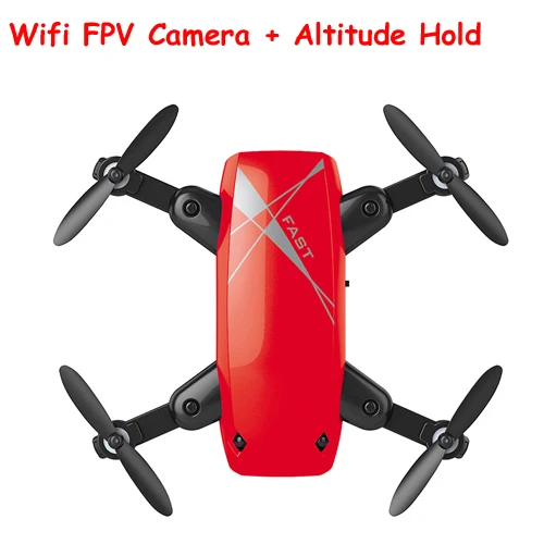 Red With Camera S9HW мини-Дрон с камерой HD S9 без камеры складной Радиоуправляемый квадрокоптер высота удержания вертолет WiFi FPV Микро Карманный Дрон самолет - Цвет: Red With Camera