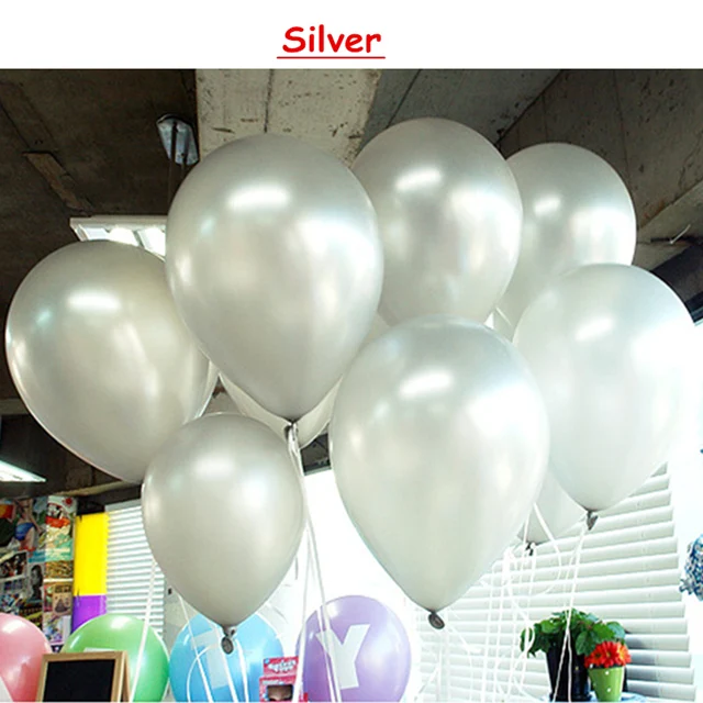 Silver 10 шт. на день рождения воздушные шары 10 дюймов 1,5g латекса воздушный шар с гелием утолщение жемчужные вечерние шар вечерние бальные детские игрушки шарики для свадьбы - Цвет: Silver