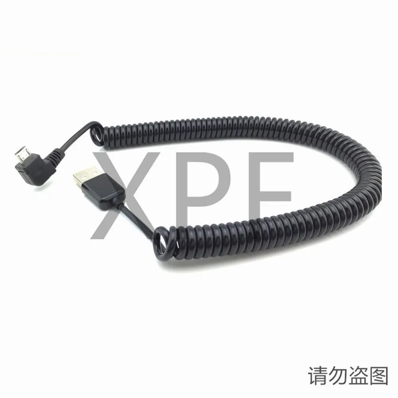Micro usb Мужской 90 градусов прямоугольный к usb 2,0 Мужской пружинный выдвижной растягивающийся кабель для синхронизации данных и зарядки 50 см-200 см