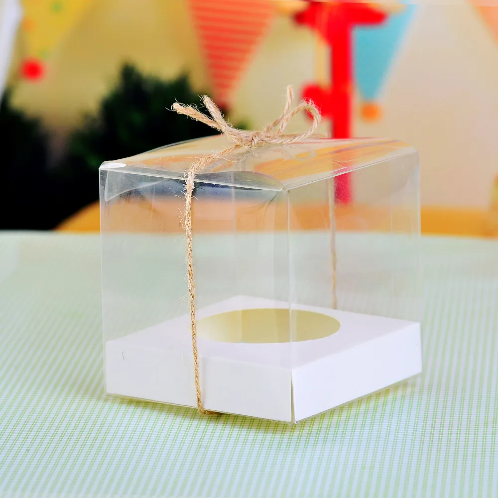 12Pcs Clear Plastic Cupcake Packaging Box Cake Dome Favors Box Container Wedding Party Cupcake Boxes Gift Boxes Supplies