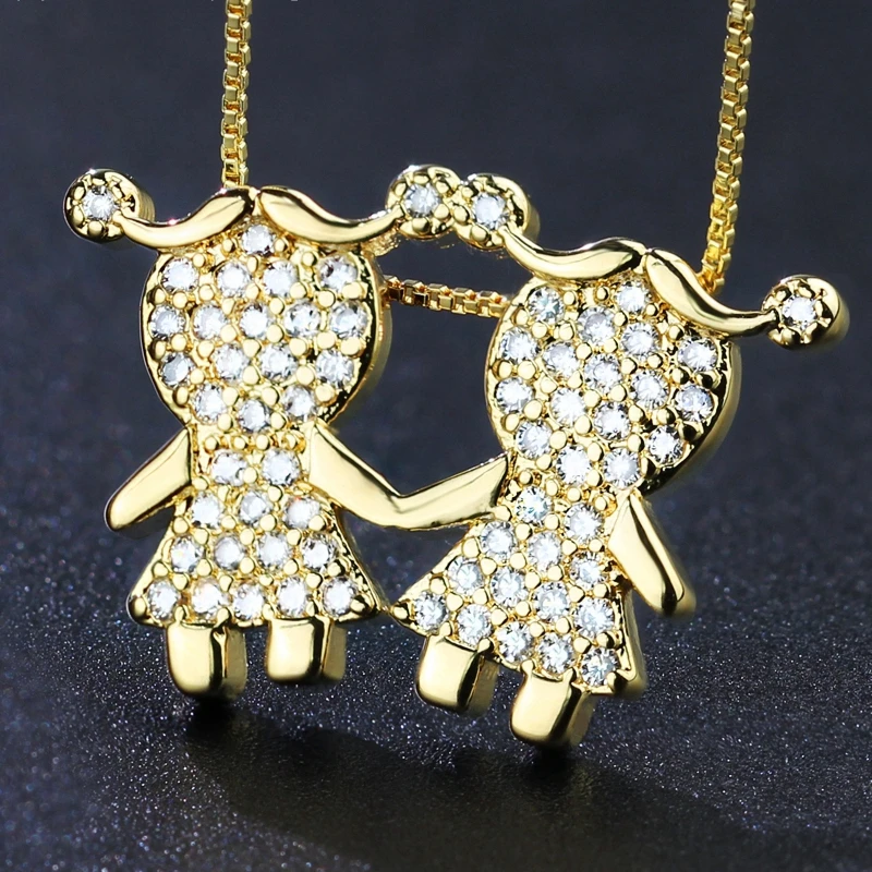 Золотое ожерелье с кулоном для мальчиков и девочек Очаровательное кубическим