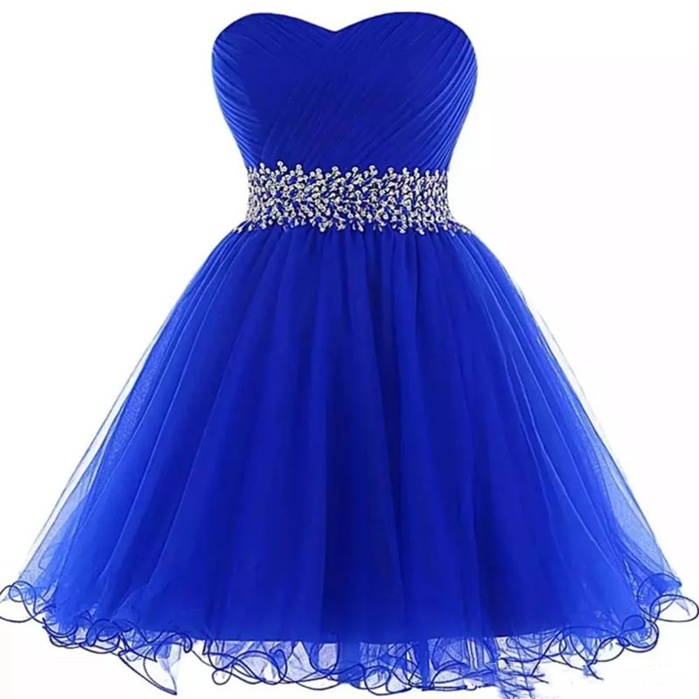 

Lovely Sweetheart Ball Gown Homecoming Dresses Royal Blue Short Prom Gowns New Women Party Dress with Ruffles