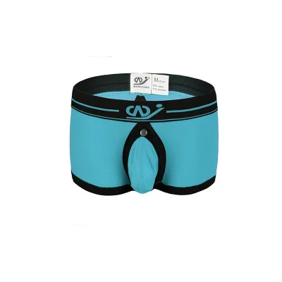 Sky blue Wang Jiang Модальные трусы-боксеры, мужское сексуальное нижнее белье с открытой спиной, мужские раздельные мешочки, сумка для пениса, мужские трусы, трусы для геев - Color: Sky blue