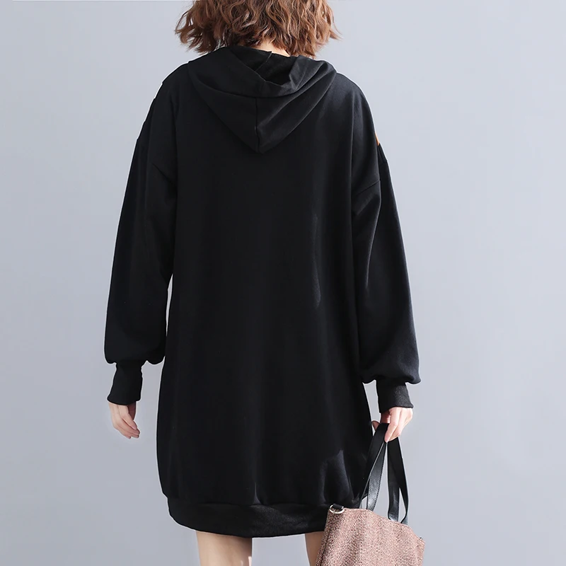 Повседневное женское платье-толстовка с капюшоном и длинным рукавом