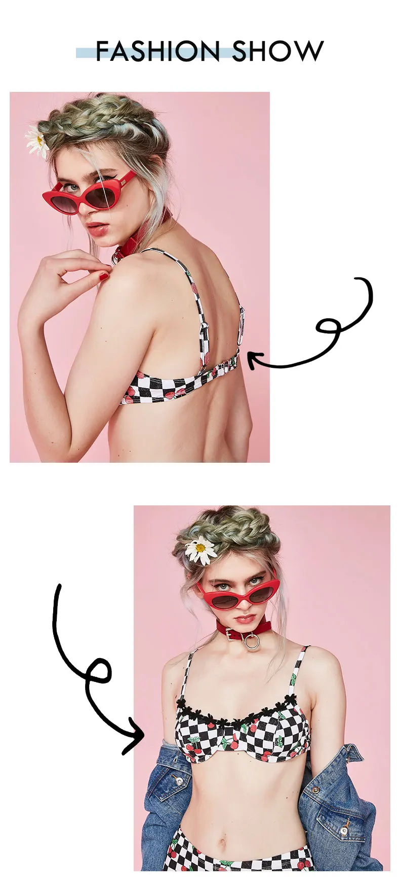 IM SECTEUR Cherry Tart бюстгальтер милый клетчатый Brallete Push Up Белье Сексуальный плед плюс размеры VS секрет кружево декольте нижнее белье