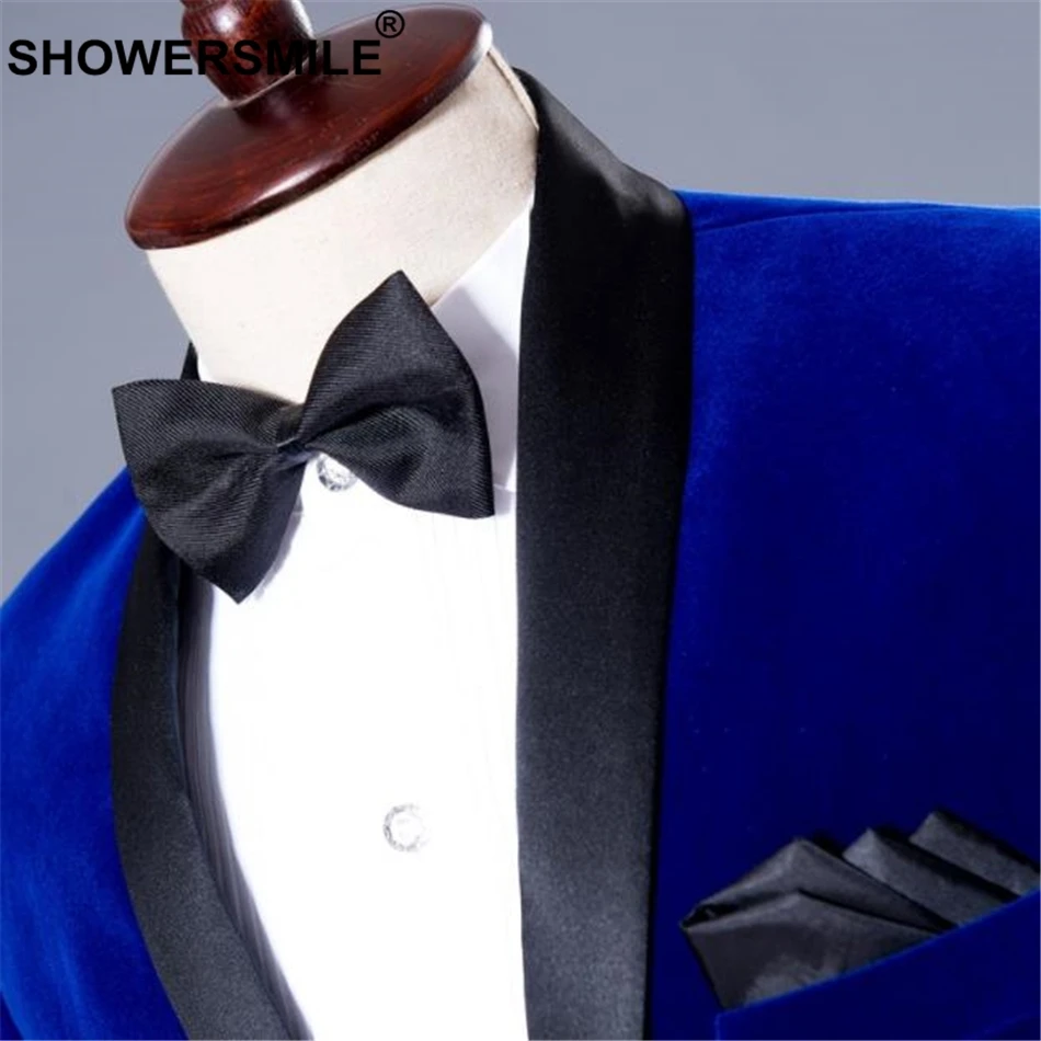 SHOWERSMILE костюм из 3 предметов, мужской пиджак, бархатный бордовый Свадебный Мужской костюм жениха, приталенный красный пиджак+ брюки+ галстук-бабочка