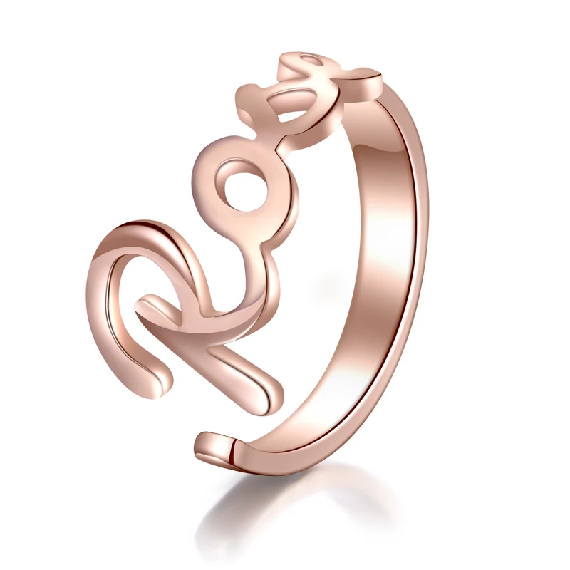METOO буквы пользовательское имя кольцо для женщин розовое золото открытые женские