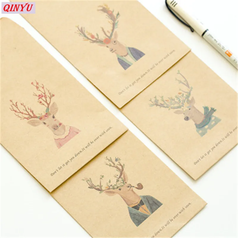 4 шт. винтажные конверты с головой лося в винтажном европейском стиле для