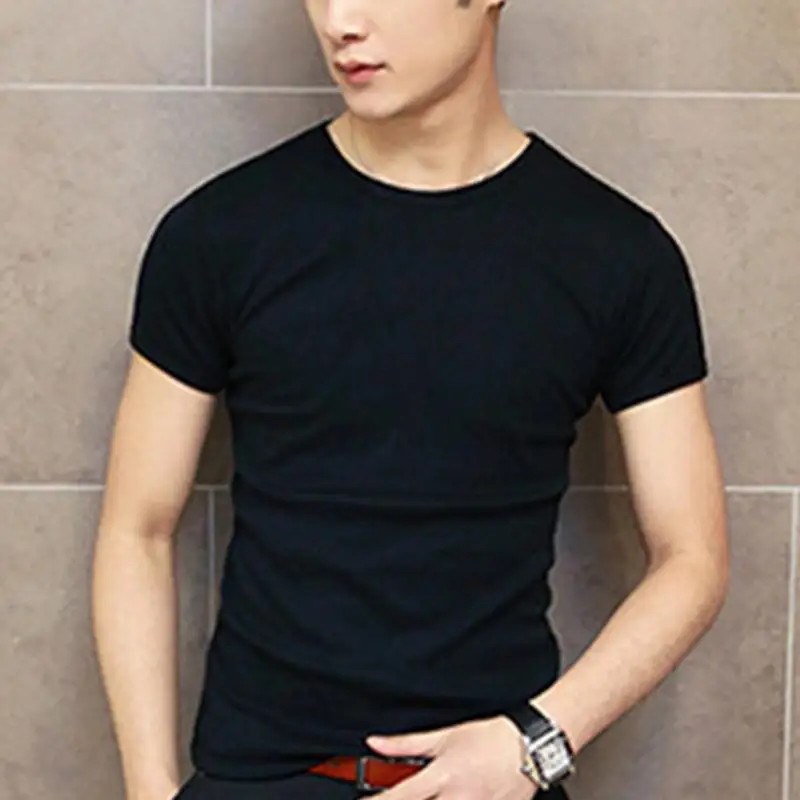 Простая Летняя мужская футболка с коротким рукавом и круглым воротником новая