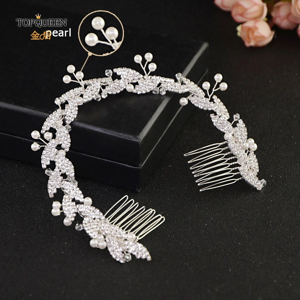 TOPQUEEN HP251 wedding bridal hair comb bridal hair jewelry silver bridal hair clips pins for girlfriend Pearl diamond comb