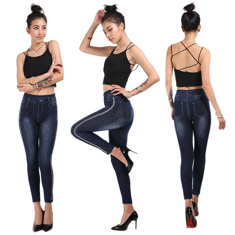 Женские эластичные леггинсы с принтом Луны и губ синие черные облегающие брюки