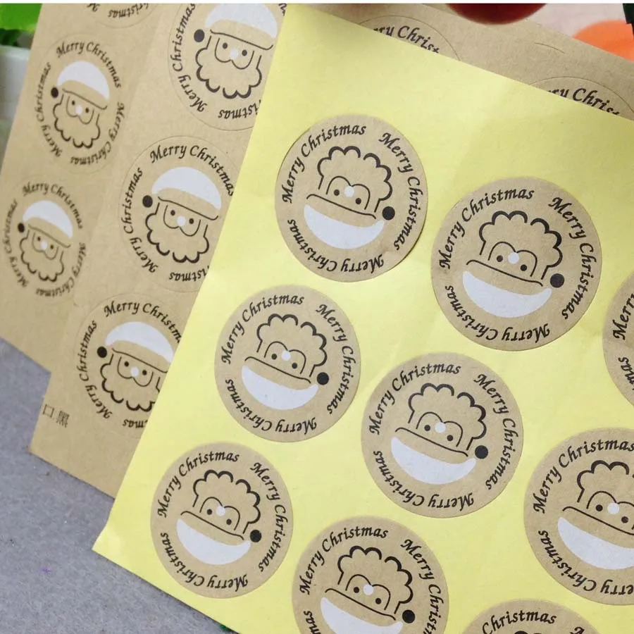 1200 шт./лот Счастливого Рождества ярлык наклейка благодарим Вас крафт r 30 мм