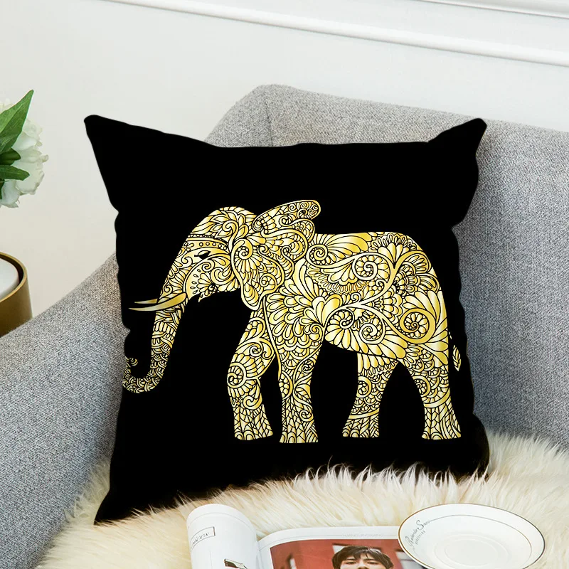 Двухсторонние чехлы на подушки с принтом этнический чехол изображением слона