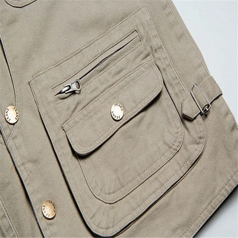 

XL-4XL 2021 Mens Work Vest Spring Autumn Multi-Pockets Photography Vests Reporter Director Shooting Military Vest Outdoor A801
