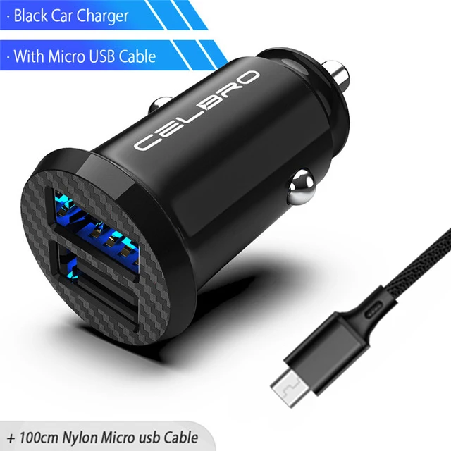 Black Micro USB Set Обновленный мини-Переходник USB для зарядки в машине 15 Вт автомобильное USB зарядное устройство для мобильного телефона Apple iPhone автомобильное зарядное устройство двойной USB Автомобильное зарядное устройство 2 порта - Тип штекера: Black Micro USB Set