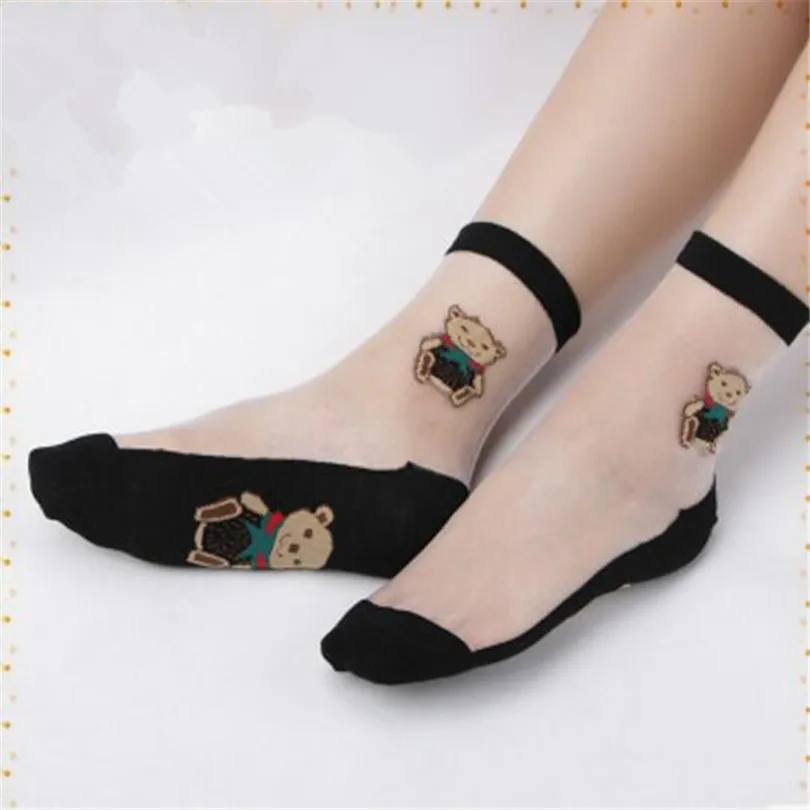 

YRRETY Cute Print Cat Cartoon Transparent Socks Women Girl Summer Funny Animal Ankle Sock 2020 New Arrival Women's Print Socks