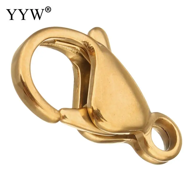 200pcs Stainless Steel Lobster Clasps Claw Jewelry Fastener Hook Charms Gold Color Plated Jewelry Accessories 6.5/7/9/9.5/mm