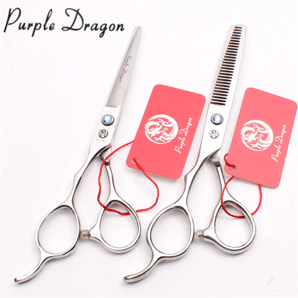 Парикмахерские ножницы 6 &quotиз нержавеющей стали с фиолетовым драконом для