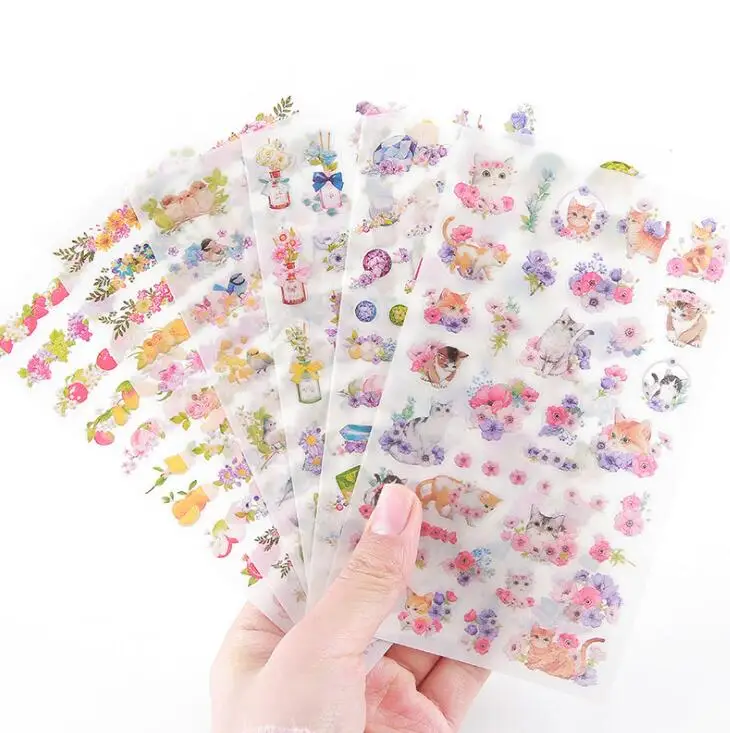 NO.4 6 листов/Партия DIY Красочные животные кролики kawaii наклейки дневник планировщик Журнал Бумага для скрапбукинга альбомы фото украшения - Цвет: NO.4