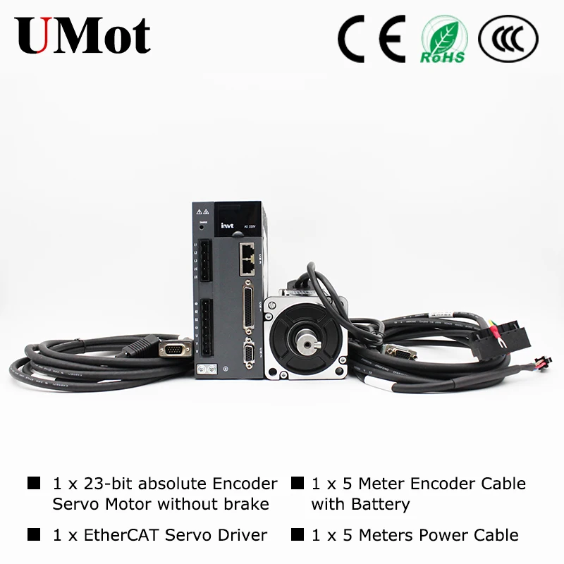 750 Вт Серводвигатель без тормоза + EtherCAT 23 битный абсолютный кодер AC сервомотор 2.39N.