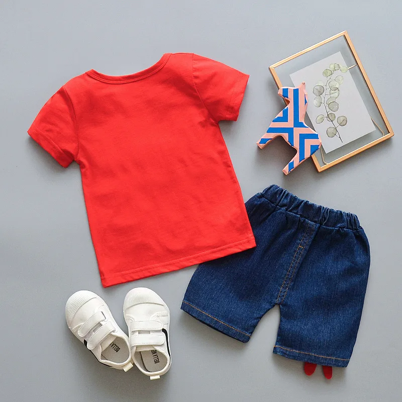 Новинка 2019 повседневные летние комплекты для маленьких девочек футболка