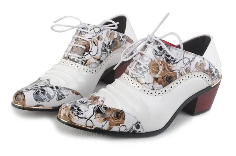 Новинка мужская деловая обувь с черепом модные мужские оксфорды острым носком в